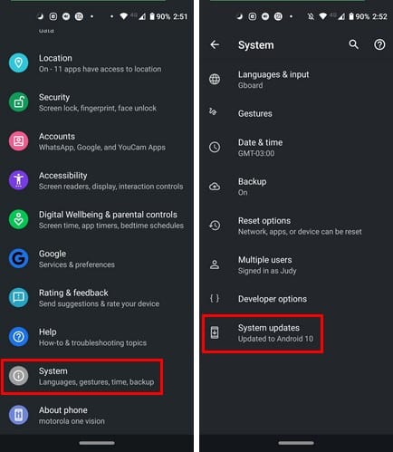System update to latest android version